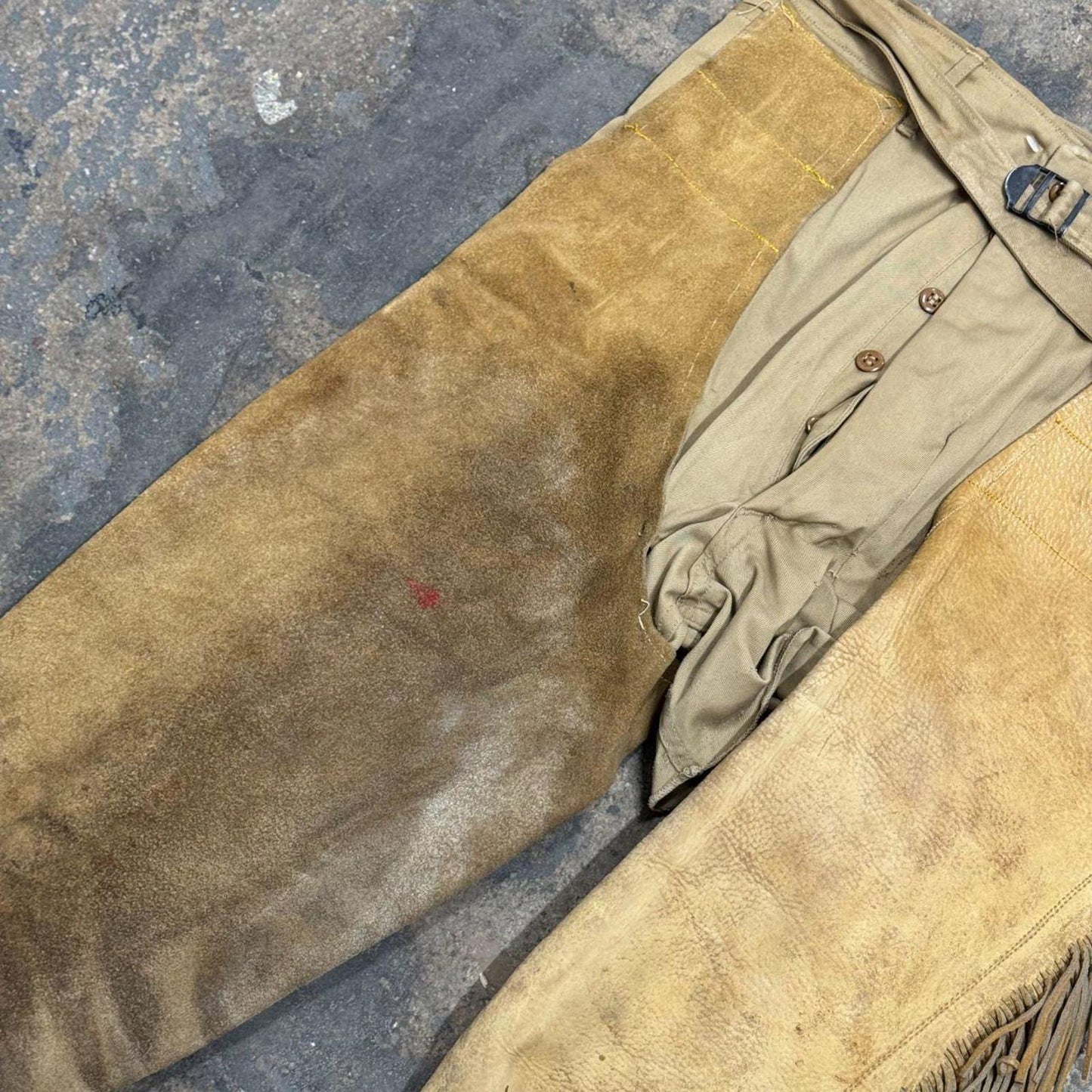 Vintage 1940s 50s Genuine Suede Fringe Western Film Costume Chap Trousers
