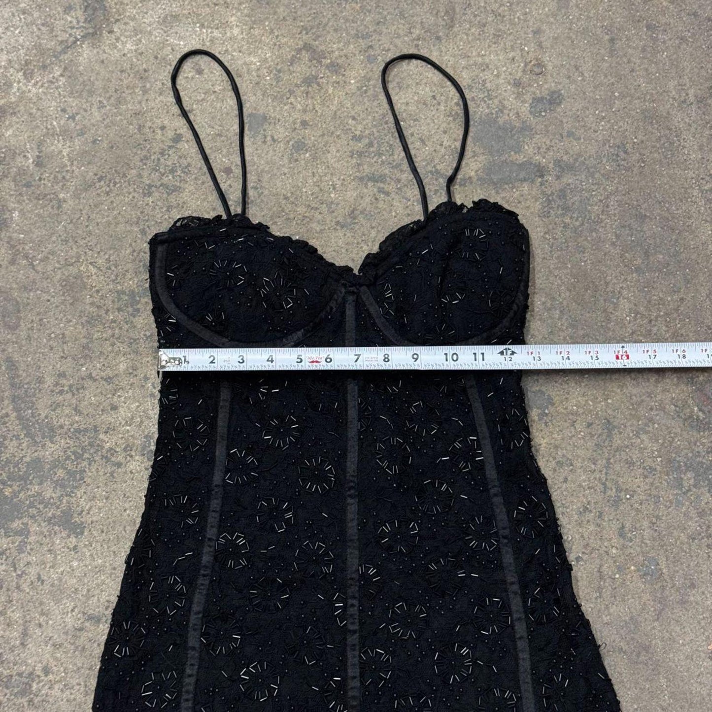 Y2k Vintage Di Francesco Black Beaded Lace Midi Dress