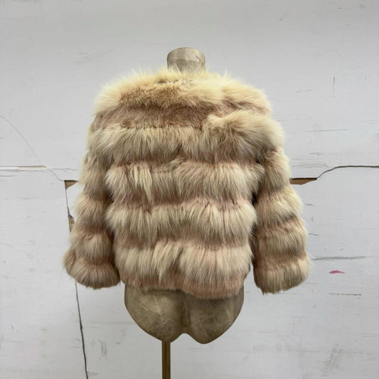 Vintage Y2K Pink Fox & Rabbit Fur Cropped Statement Coat