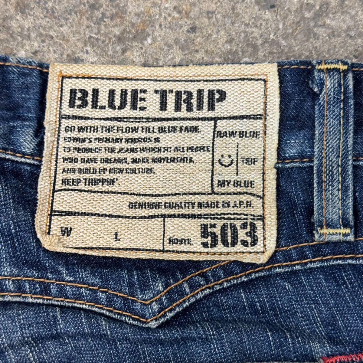 Vintage EDWIN Blue Trip 503 Mud-Wash Japanese Jeans
