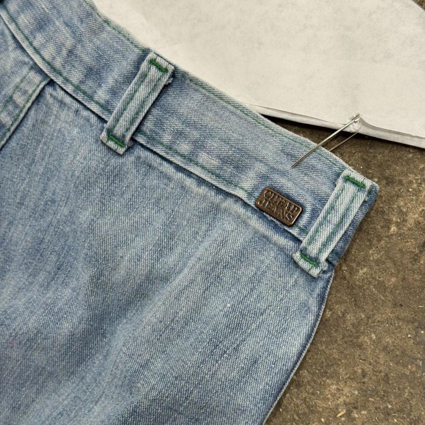 Vintage 70s Light Wash Jeans High Rise Pintuck Flares S