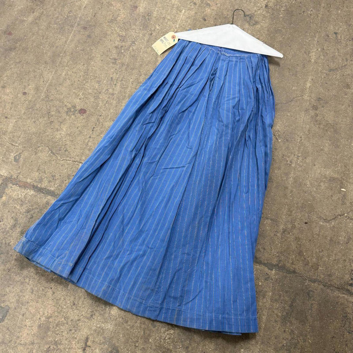 Vintage Film Costume 50s Does Victorian Western Style Prairie Skirt Blue Stripe