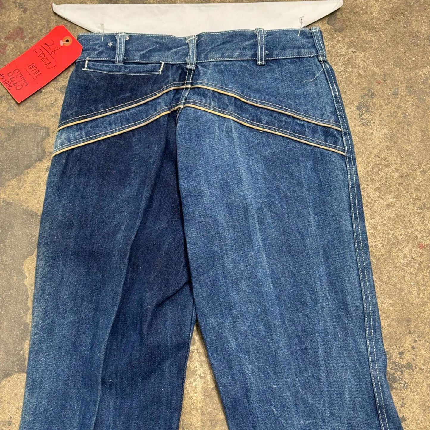 Vintage 70s Metallic Mixed-Panel Flare Jeans S