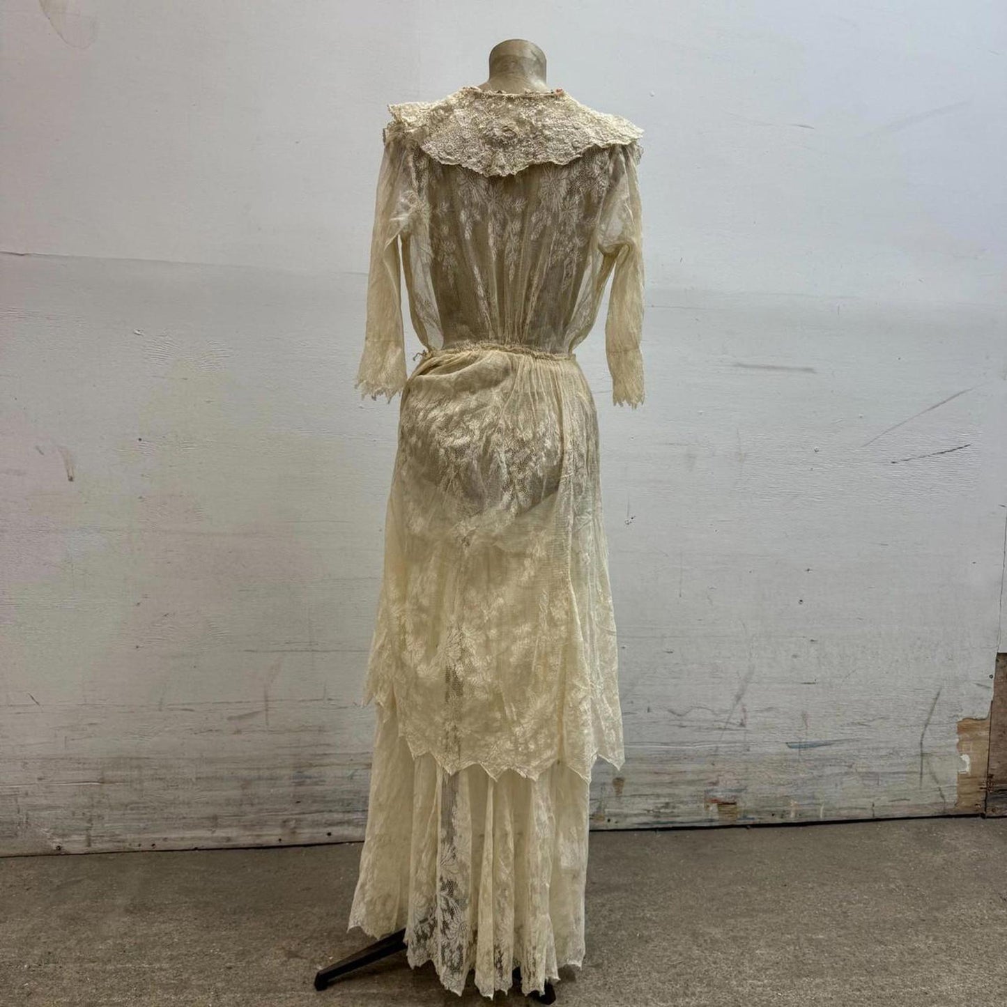 Antique Edwardian Tea Dress 1900s Bridal Wedding Lace