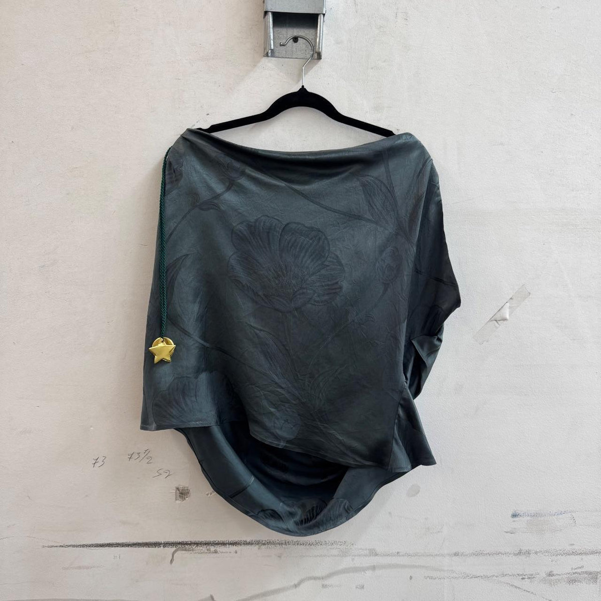 Madomorpho Silk Satin Jacquard Celestial Charm Cowl-Neck Sample Top