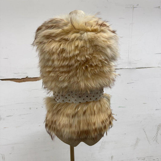 Vintage Y2K Studded Raccoon Fur & Suede Statement Vest