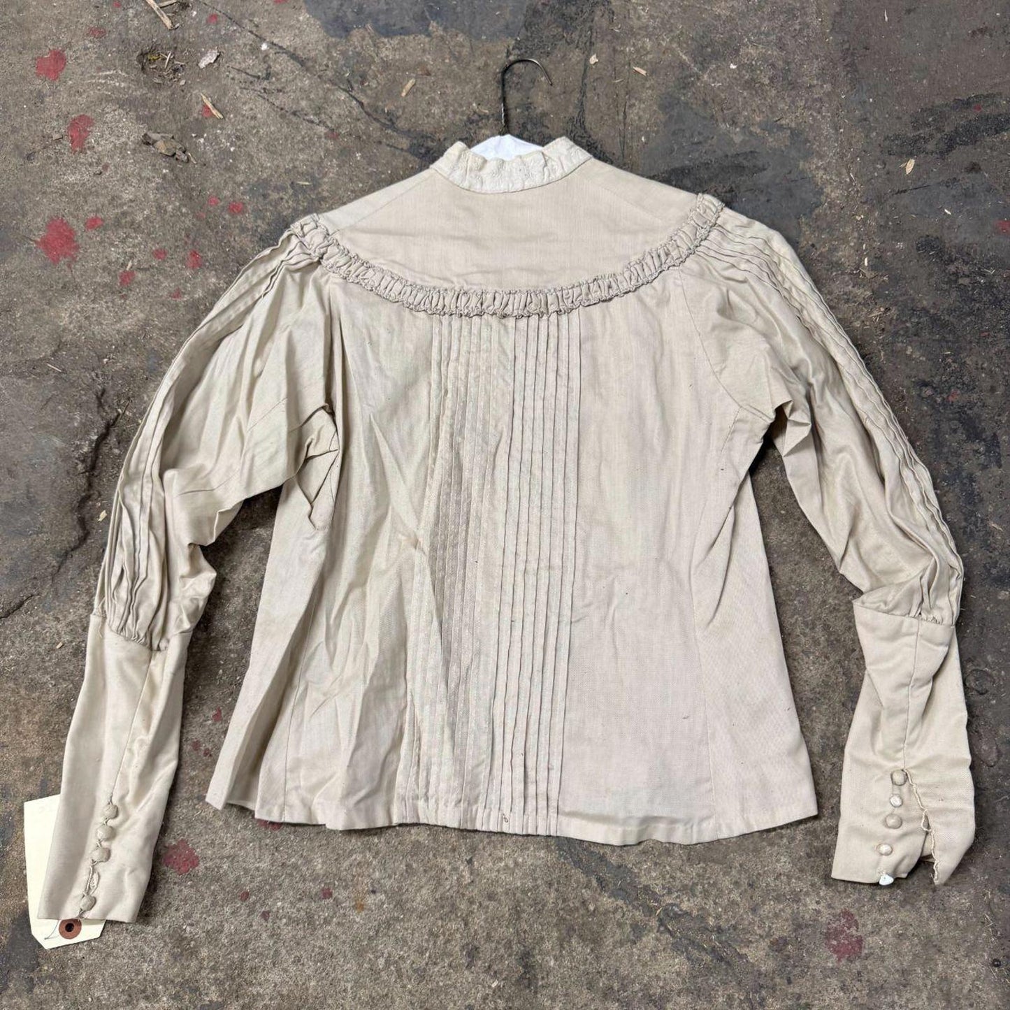 Vintage Film Costume 40s 50s Does Victorian Antique Style White Blouse M