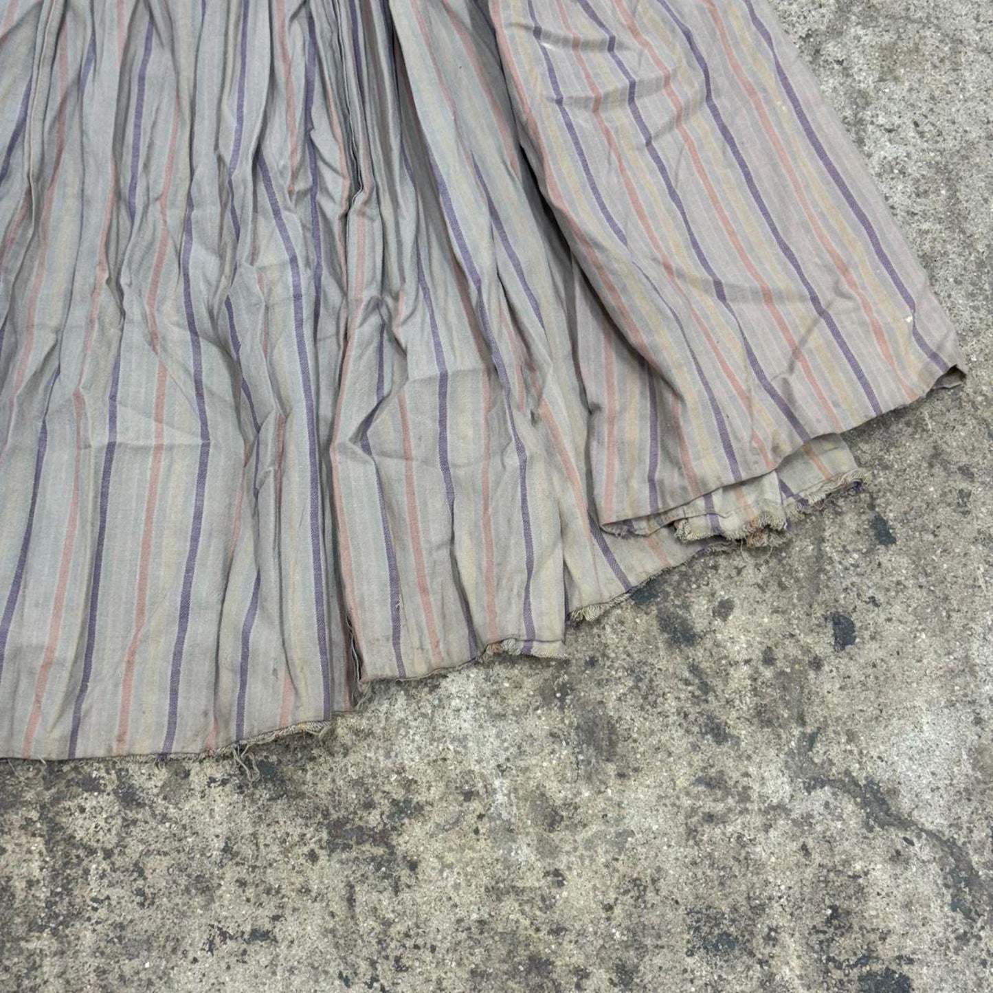 Vintage 40s does 1800s Edwardian Blue & Red Striped Cotton Prairie Maxi Skirt