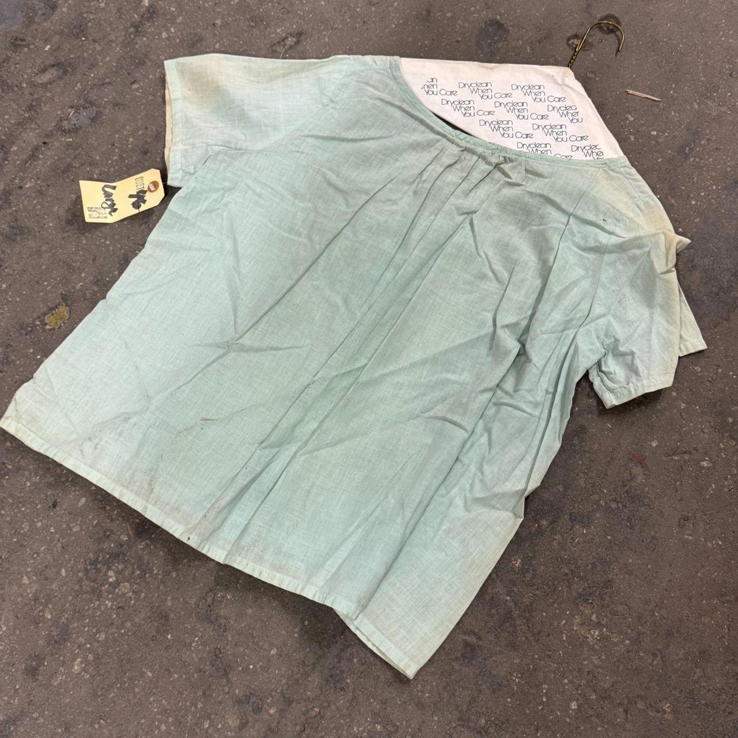 Vintage Film Costume 40s 50s Does Victorian Antique Style Mint Cotton Blouse L