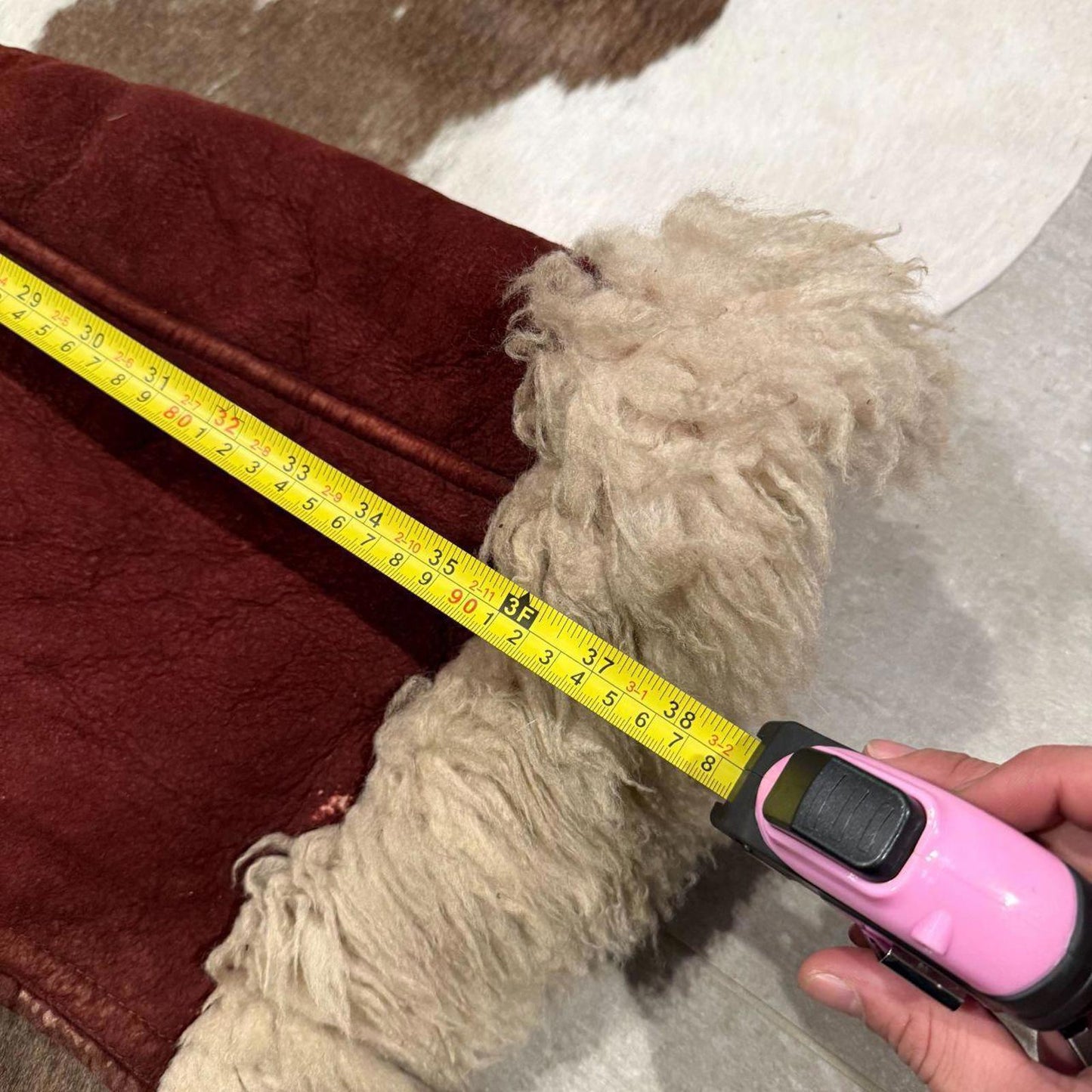 70s Vtg Red Suede Sheepskin Penny Lane Afghan Trench Coat