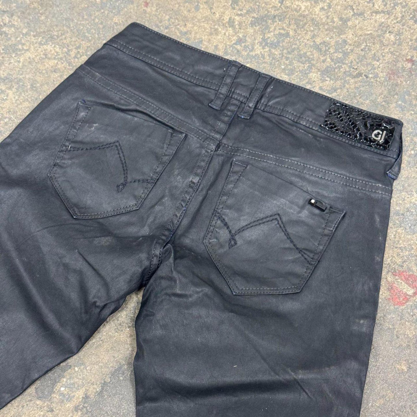 Vintage Gaudi Jeans Low Rise Black Waxed Skinny Jeans 26