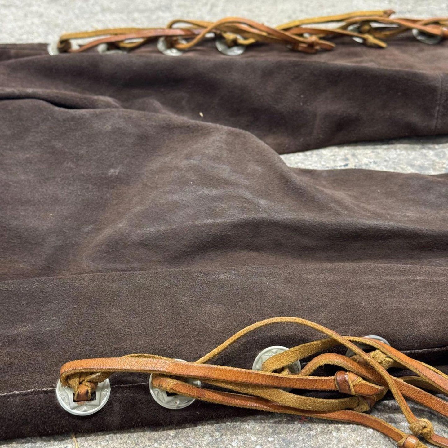 Vintage 40s 50s Brown Suede Western Leather Fringe Trousers