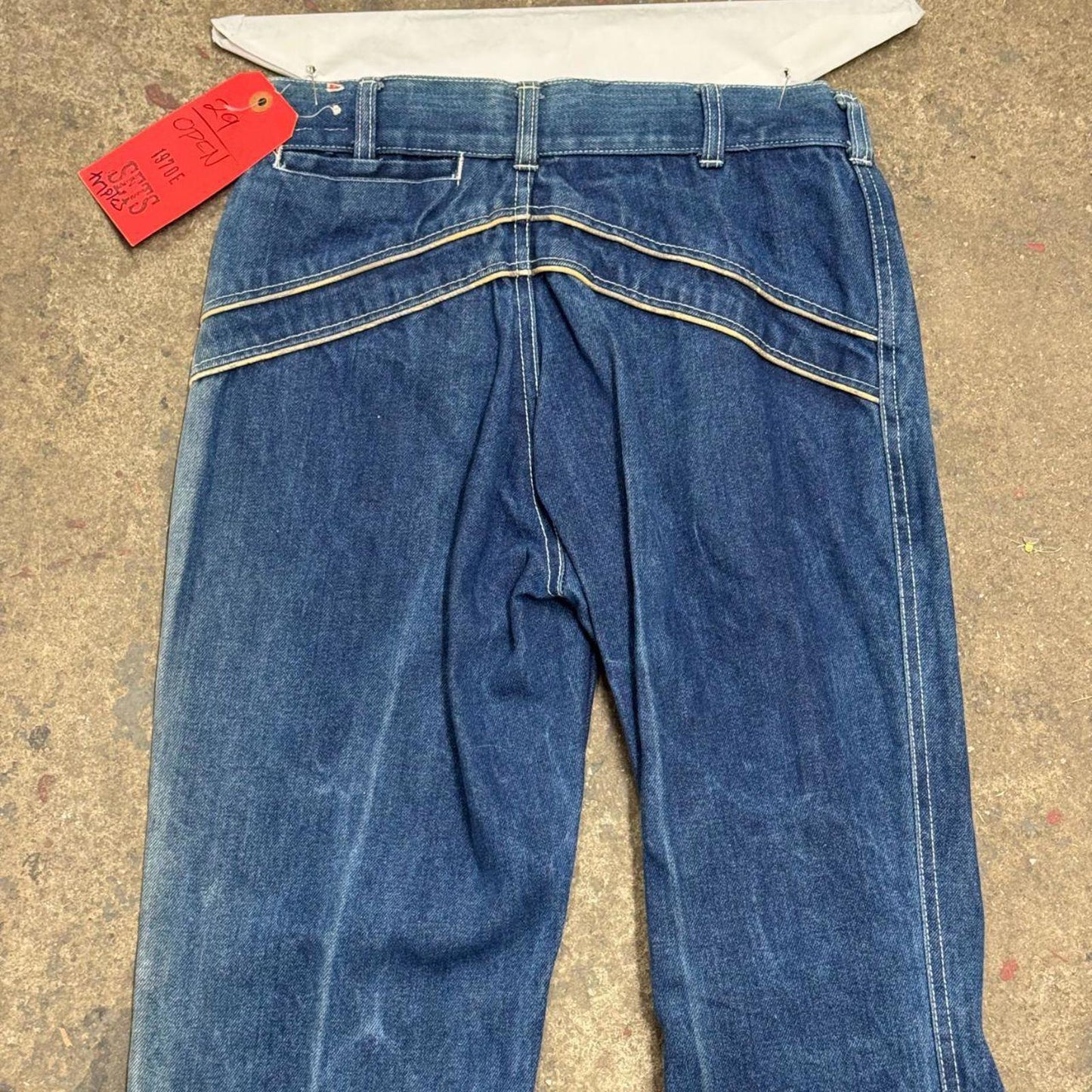 Vintage 70s Metallic Mixed-Panel Flare Jeans S