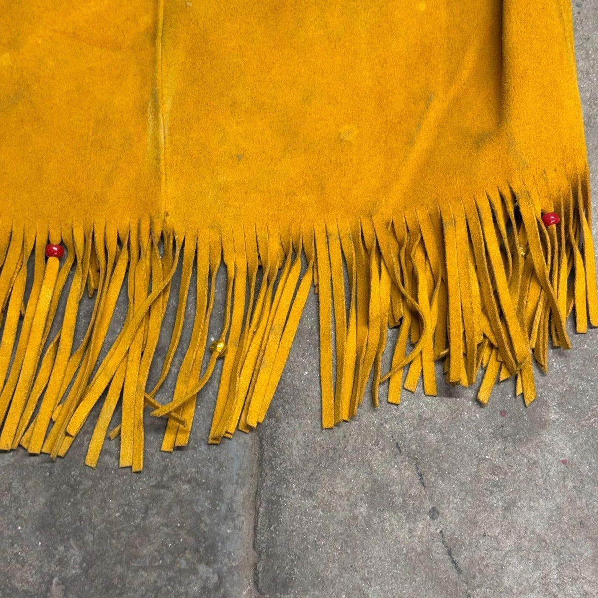 Vintage 60s 70s Fringed Suede Western Vest Gold Film Costume