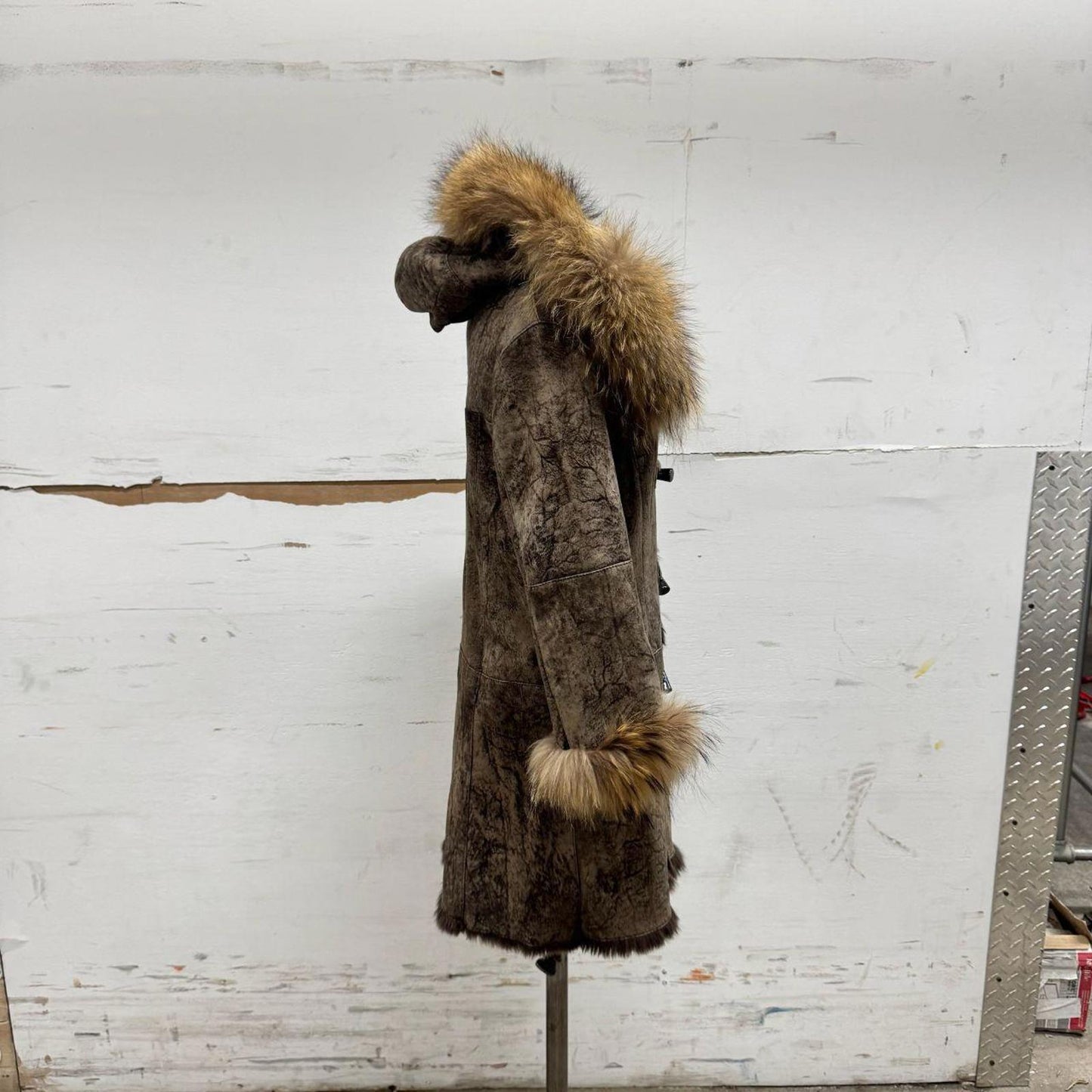 Vintage Y2K does 70s Suede, Rabbit, & Raccoon Fur Penny Lane Afghan Coat