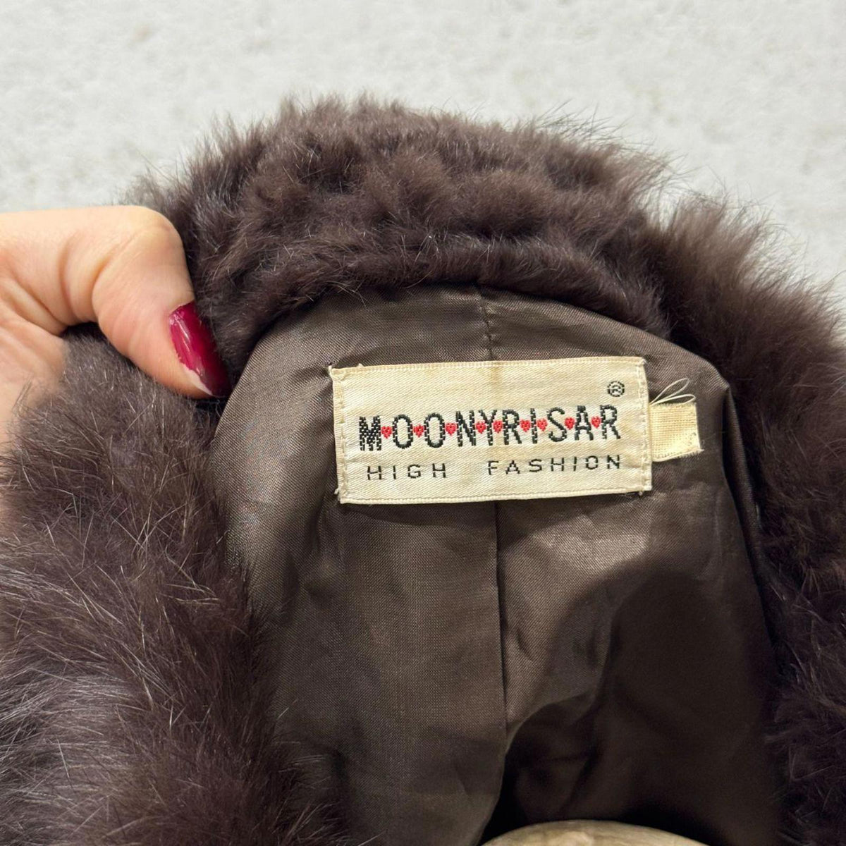 Y2K Vintage Brown Beaded & Rabbit Fur Cropped Bolero Jacket