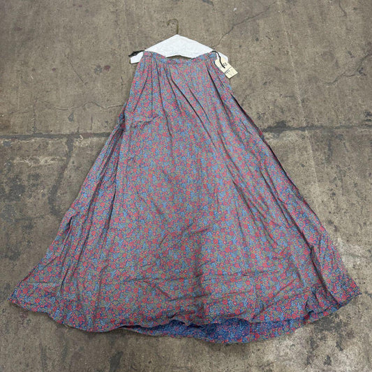 Vintage 40s does 1800s Victorian Red Blue Ditsy Floral Cotton Prairie Maxi Skirt