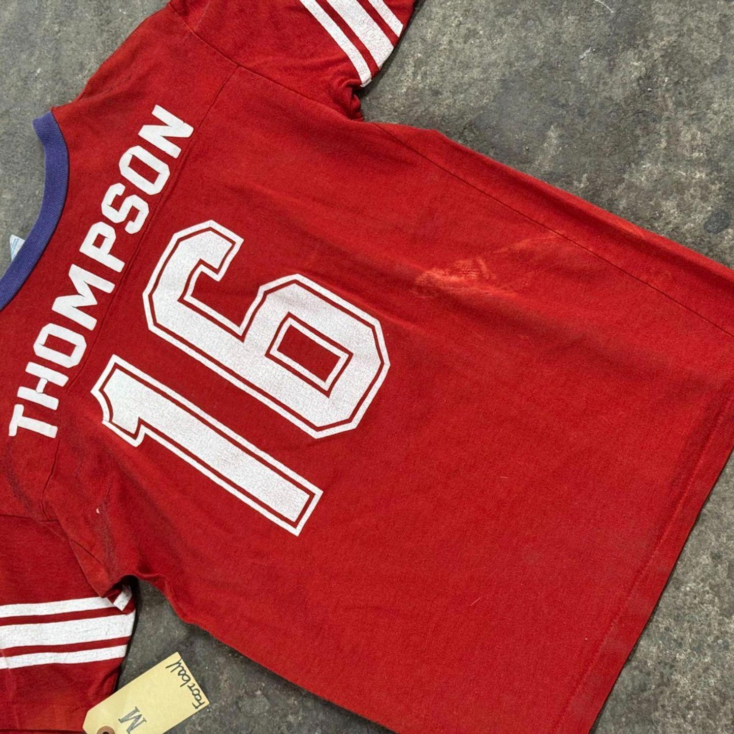 Vintage 70s ALLPRO Red Varsity Football Jersey #16 Sun Faded