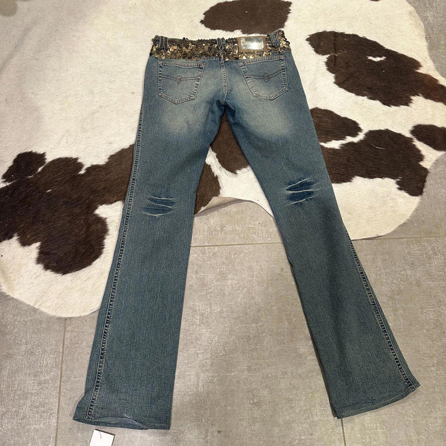 Vintage Blumarine Women's Low Rise Embellished Flare Jeans