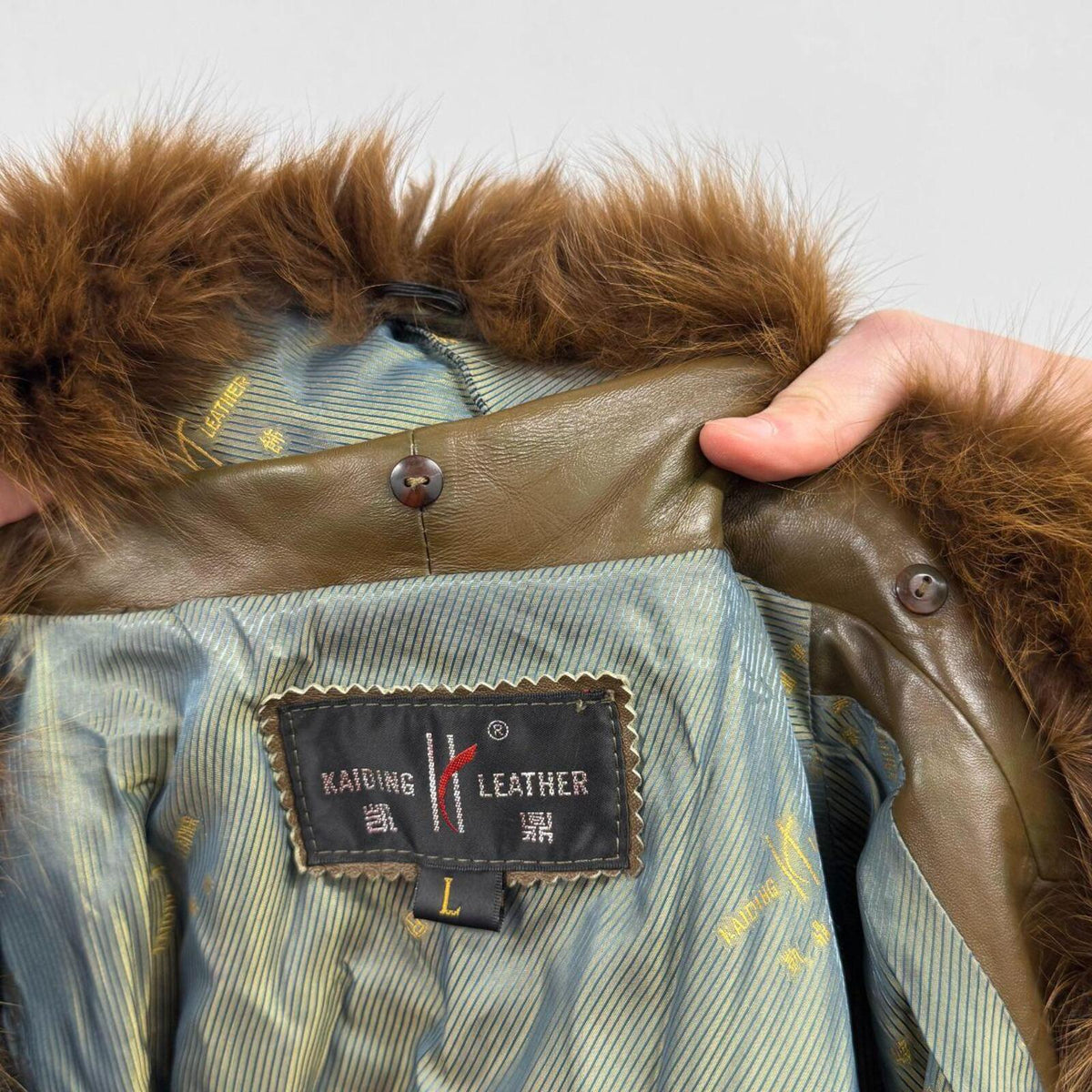 Vintage Y2K Brown Real Leather & Fox Fur "Mob Wife" Trench Coat