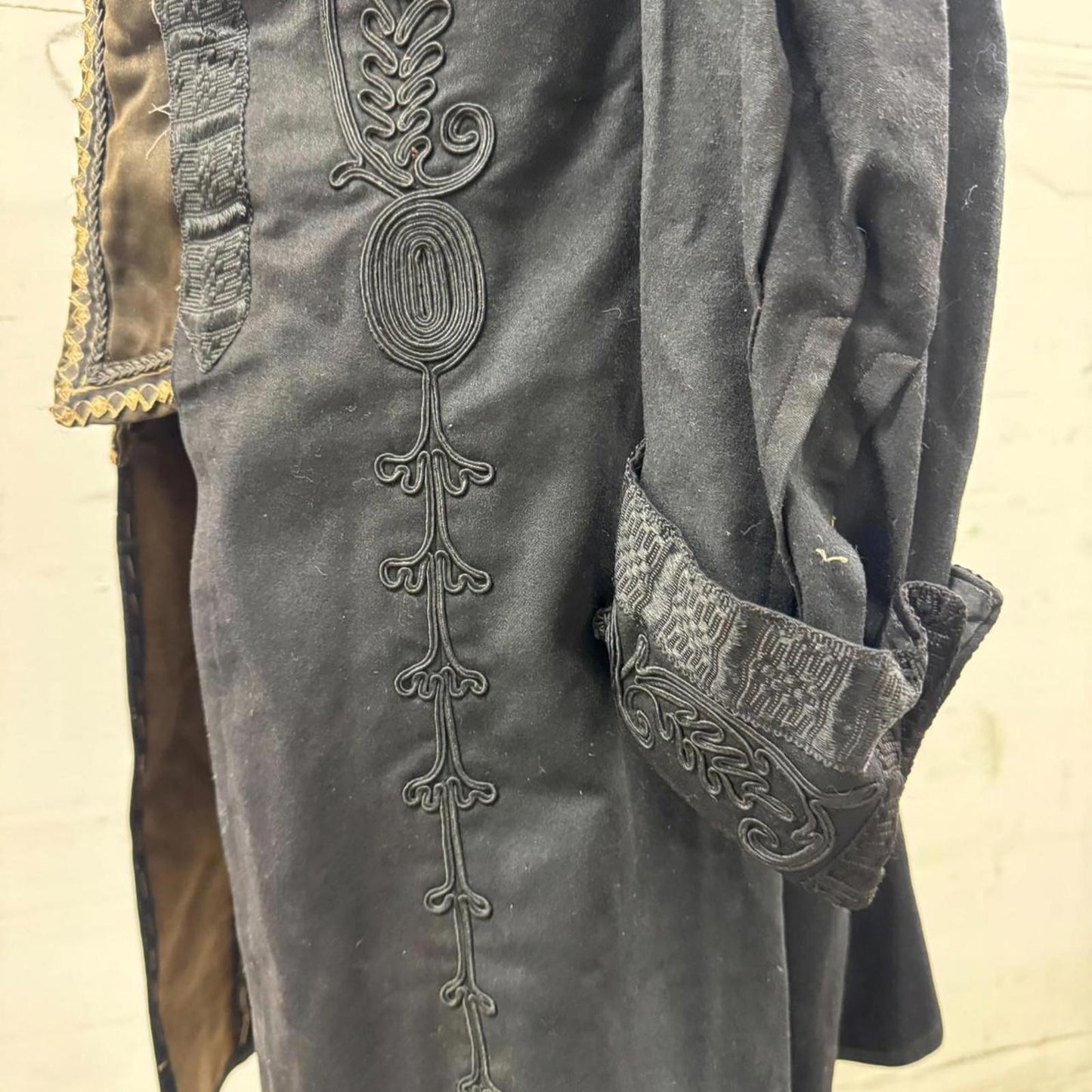 Antique Victorian Edwardian Black Frock Coat Soutache 1880s