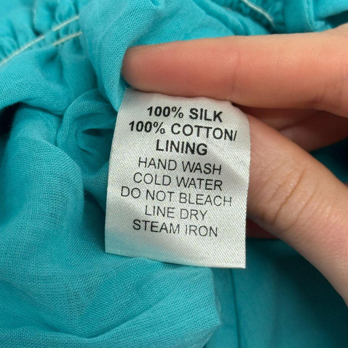 Vintage Ducie 100% Silk Teal Button-Front Mini Dress