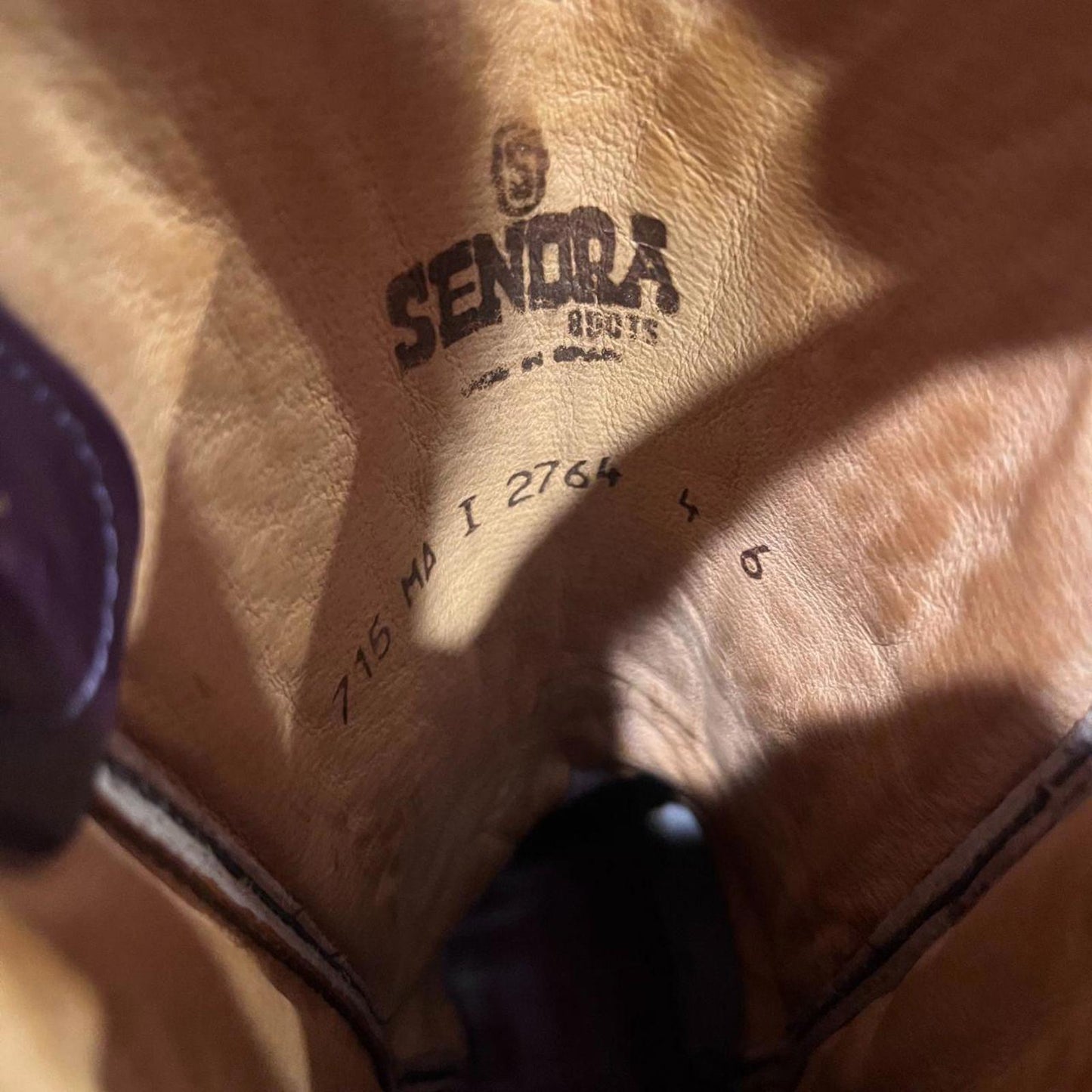 Vintage Sendra Purple Leather Cowboy Boots w/ Metal Toe Cap