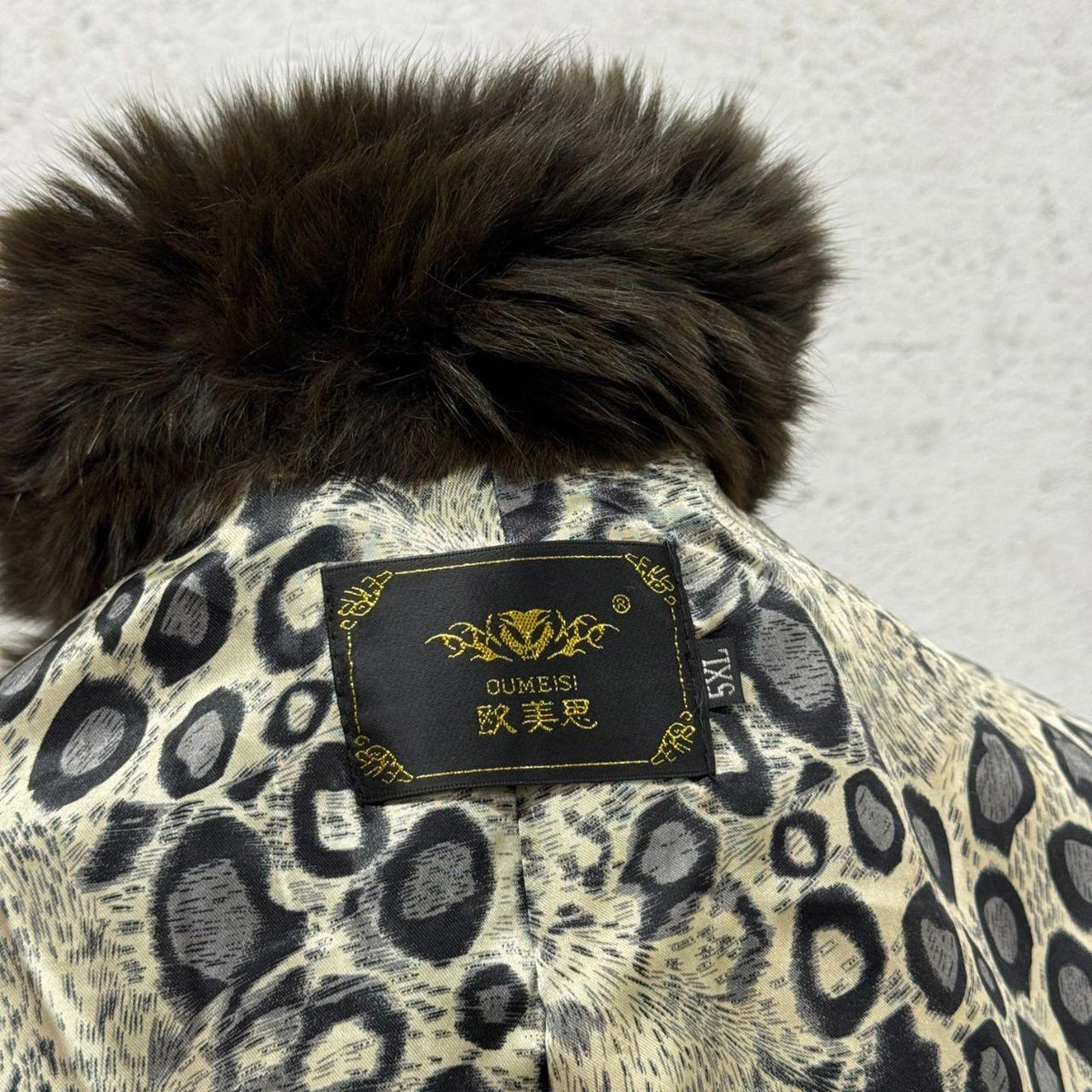 Vintage Y2K Olive Green Rabbit & Fox Fur Coat