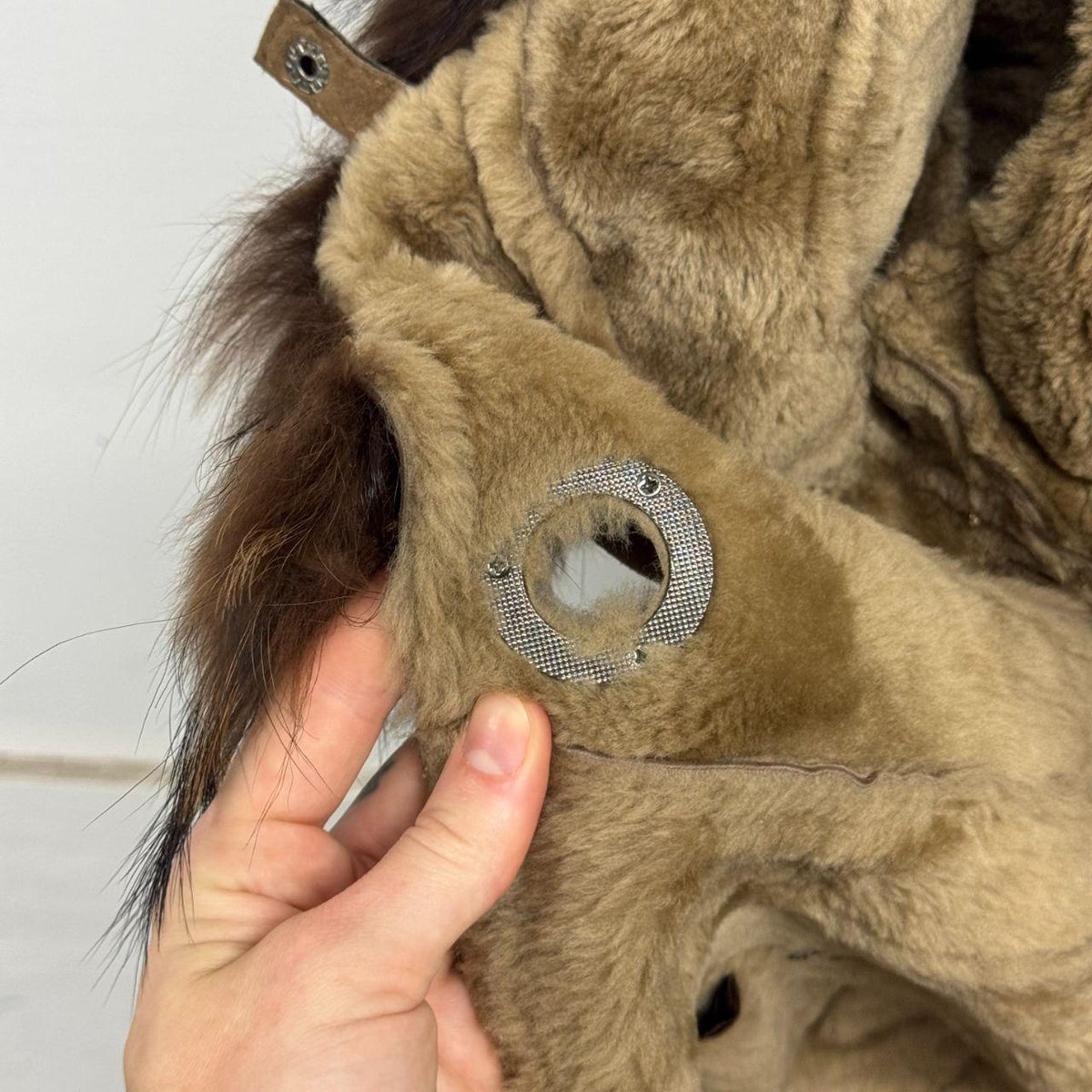 Vintage Y2K Brown Shearling Penny Lane Suede Coat w Raccoon Fur Collar