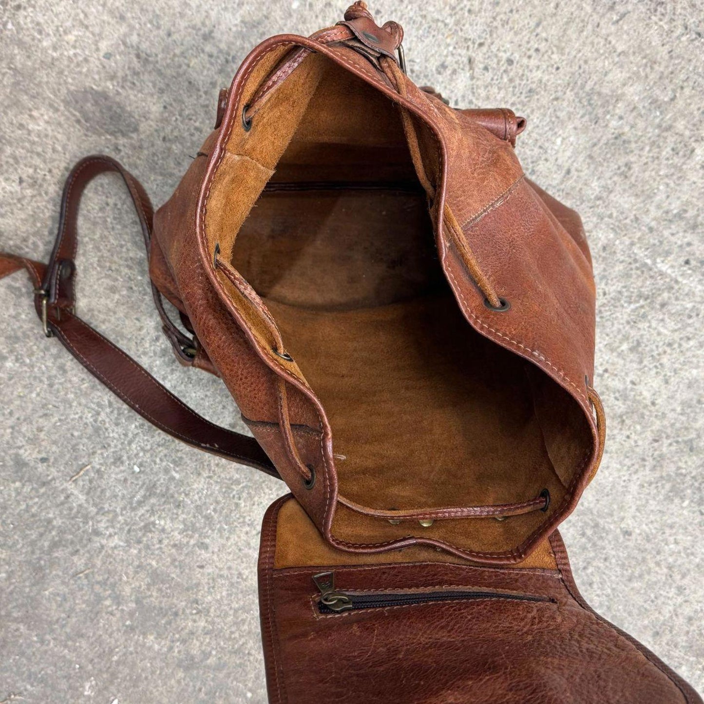 Vintage Brown Leather Mini Backpack