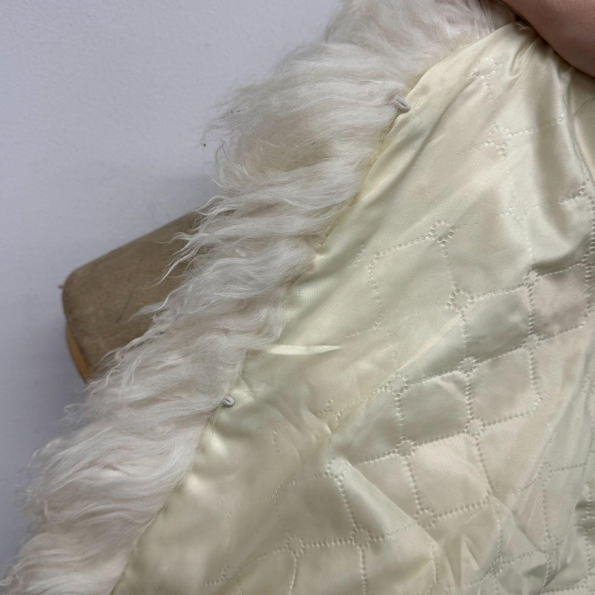 Vintage White Mongolian Lamb Cropped Vest