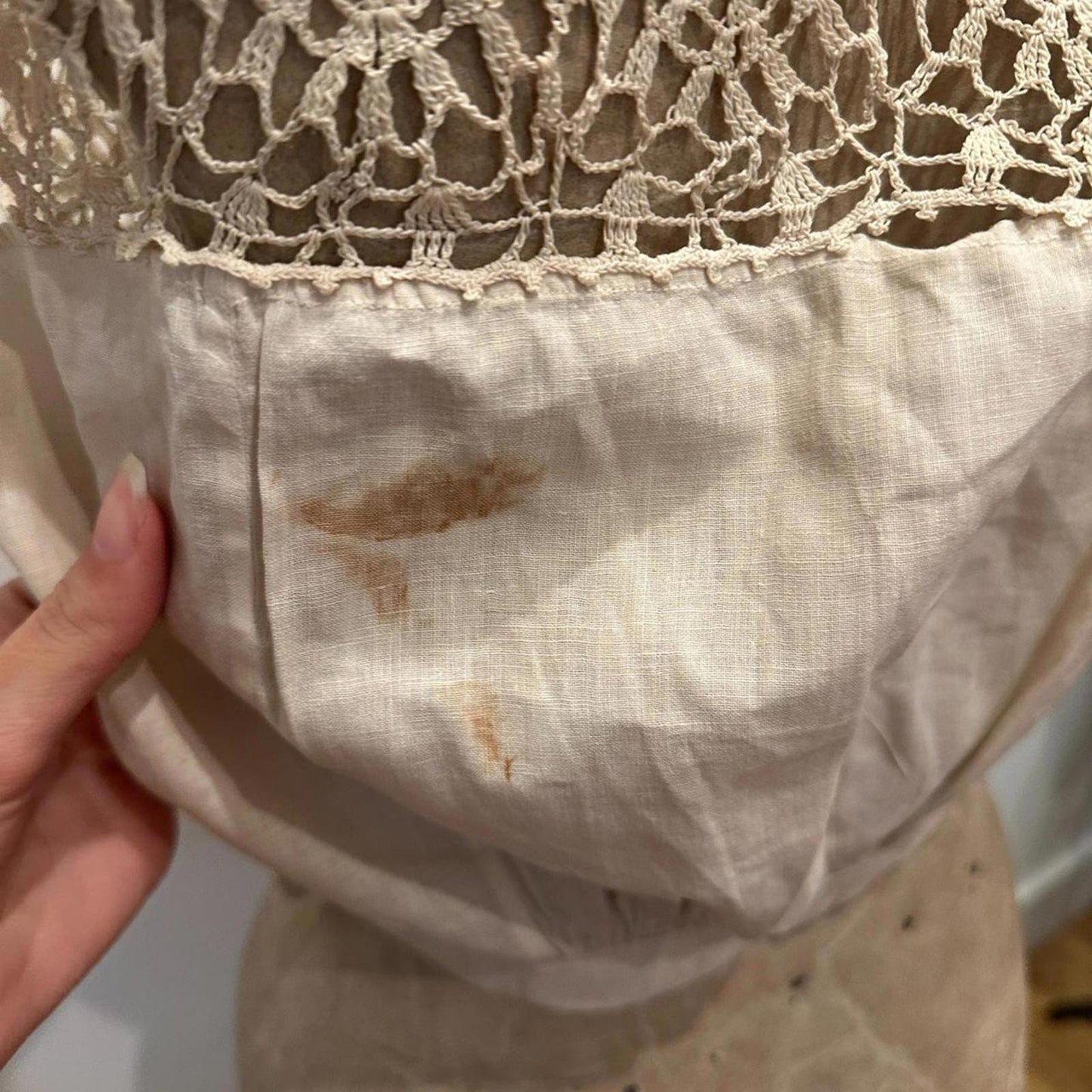 Vintage Edwardian Crochet Lace and Linen Blouse