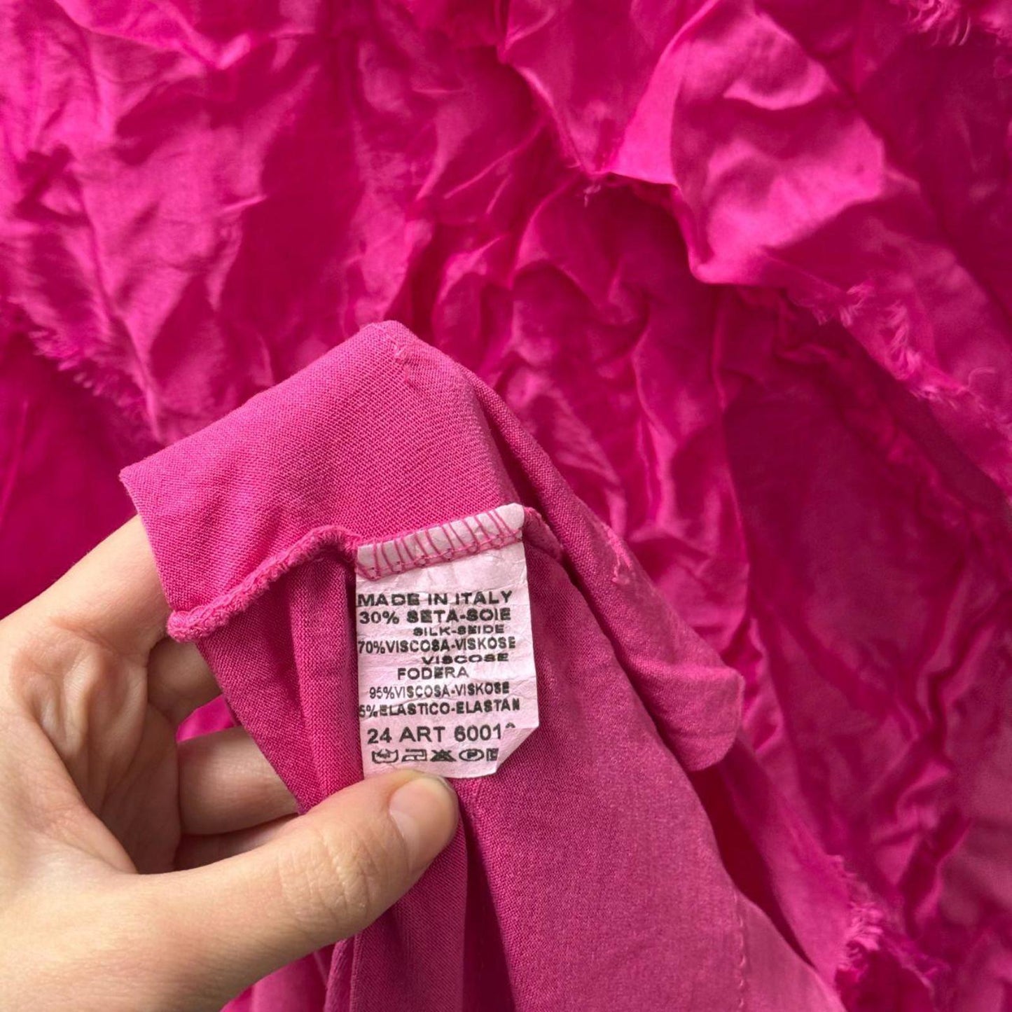 Vintage Pura Seta Y2K Pink Ruffled Silk 2-Piece Set S/M