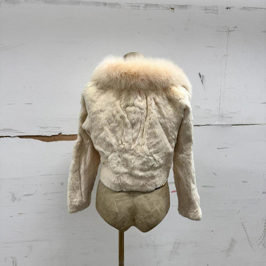 Vintage Y2K Pale Pink Rabbit & Fox Fur Jacket