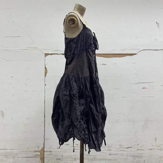 90s Y2K Vintage Mais Il Est Où Le Soleil? 100% Cotton Black Balloon Dress