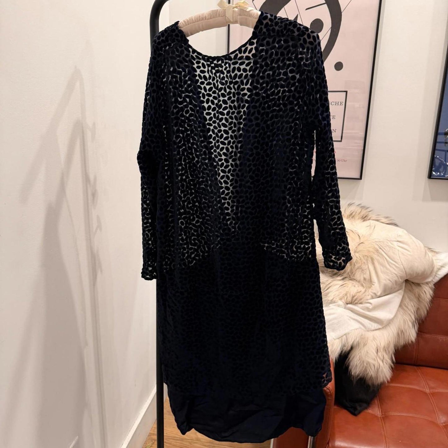 Antique 20s Silk Burnout Velvet Plunge Dress Flapper Devoré