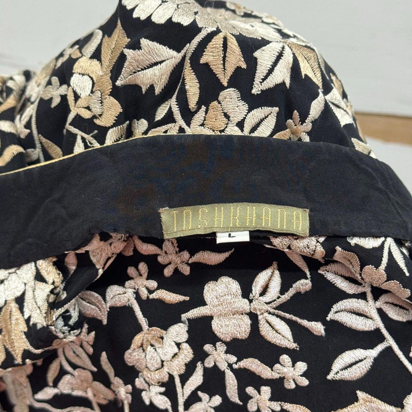 Vintage Toshkhana Mandarin Collar Embroidered Longline Opera Jacket Duster