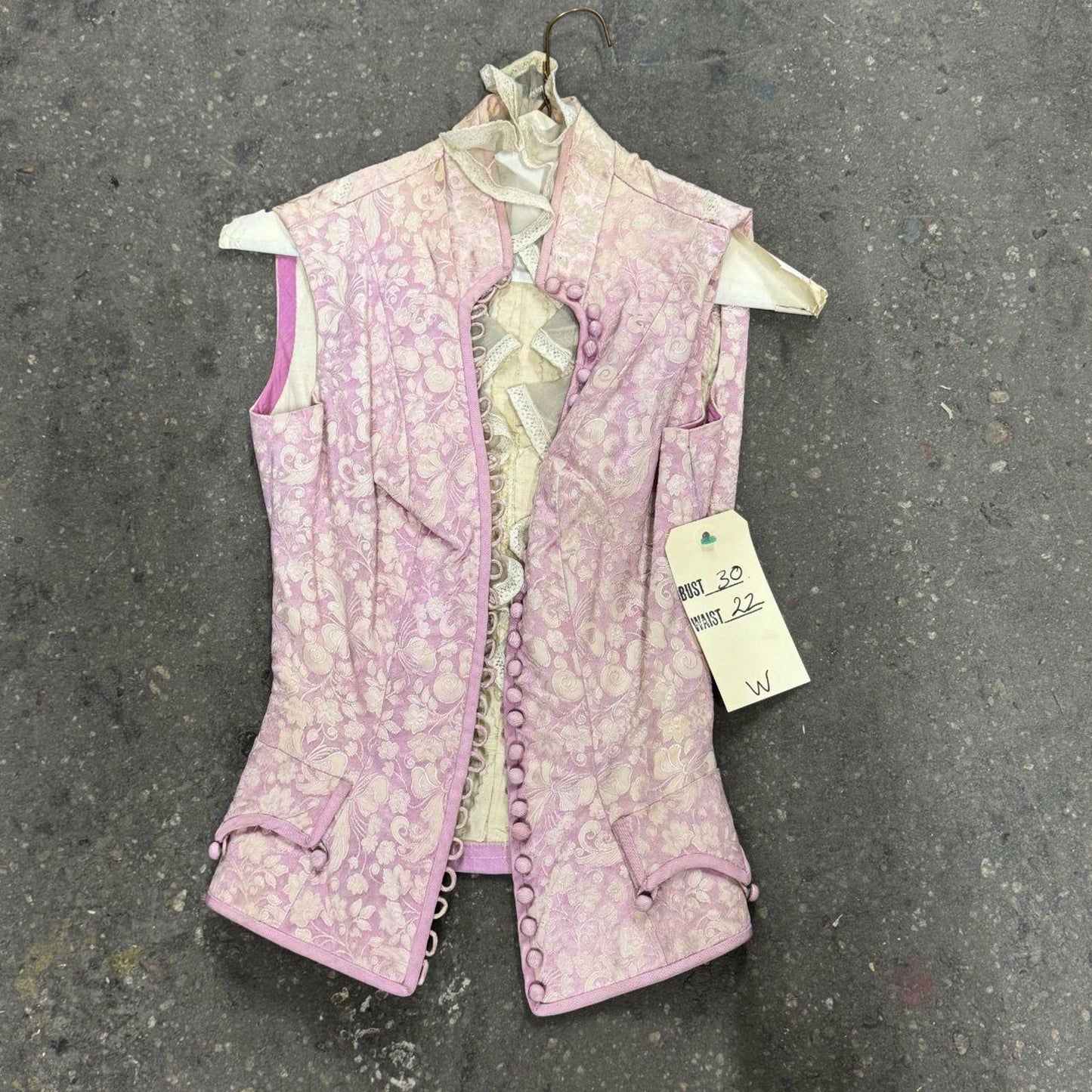 Vintage Film Costume 40s 50s Does Victorian Antique Style Brocade Bodice Vest