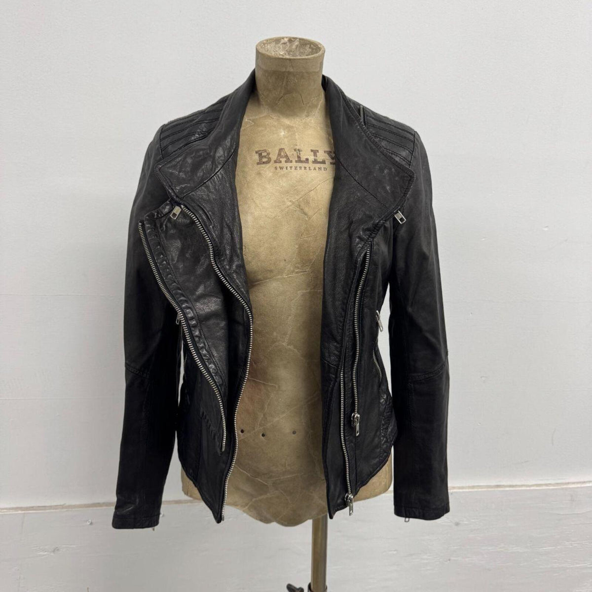 Vintage Black Multi-layer Asymmetric Avant Garde Leather Jacket