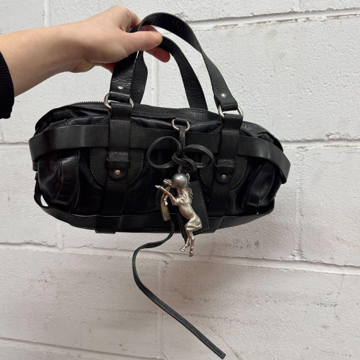Y2K Authentic Vintage Chloé Kerala Equestrian Bag - Black Leather + Charms