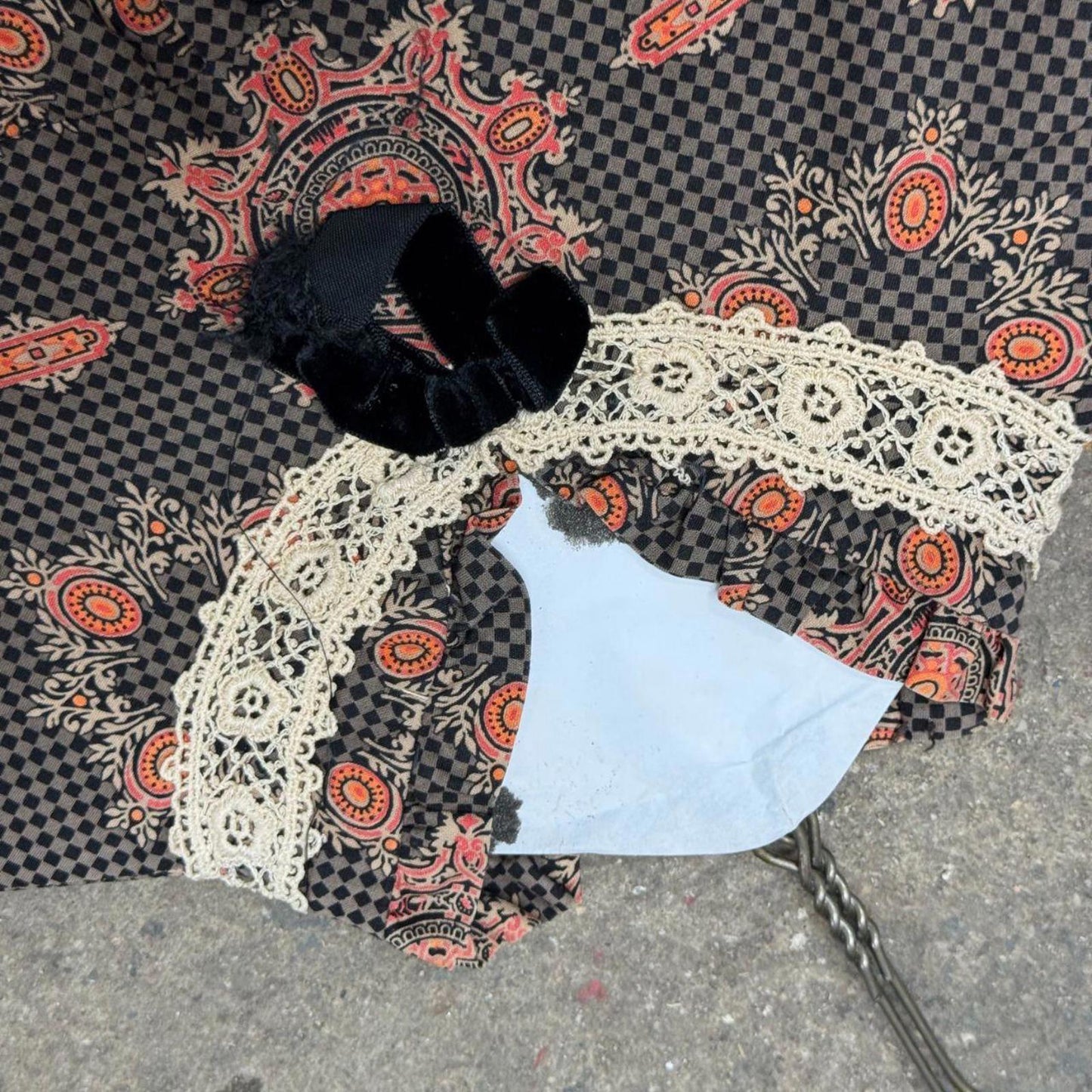 Vintage Film Costume 40s 50s Does Victorian Antique Style Black Blouse XS