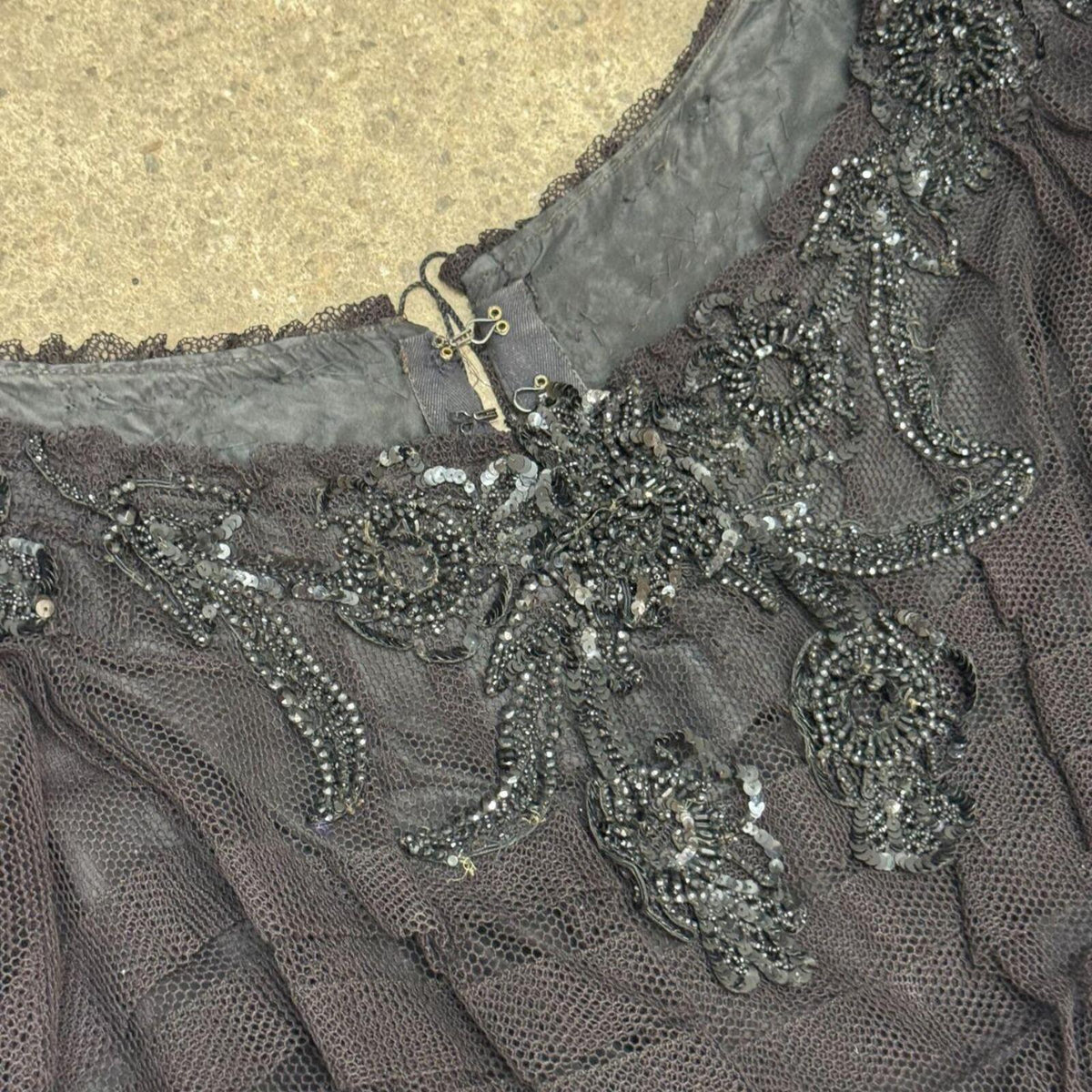 Antique Victorian Black Sequined Mourning Bodice Top