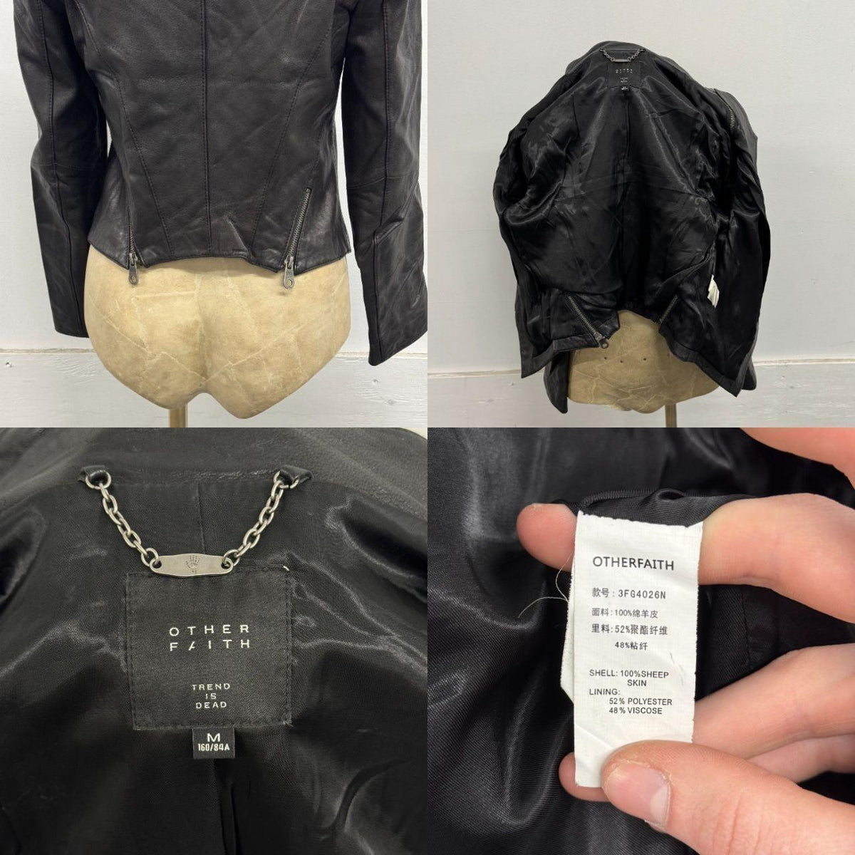 Vintage Black Chest Zip Avant Garde Leather Jacket