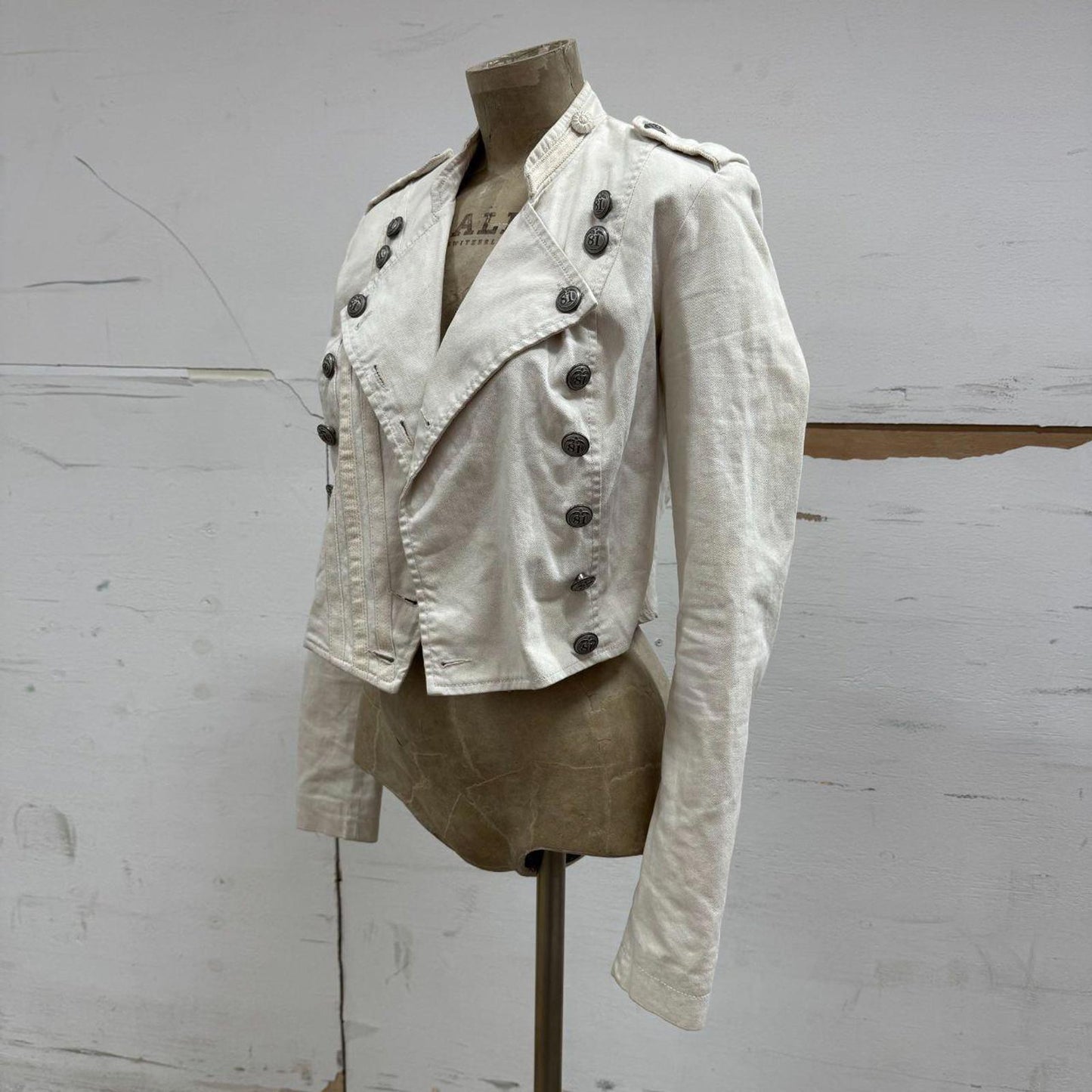 90s Vintage Guess Military Style Denim Cropped Jacket