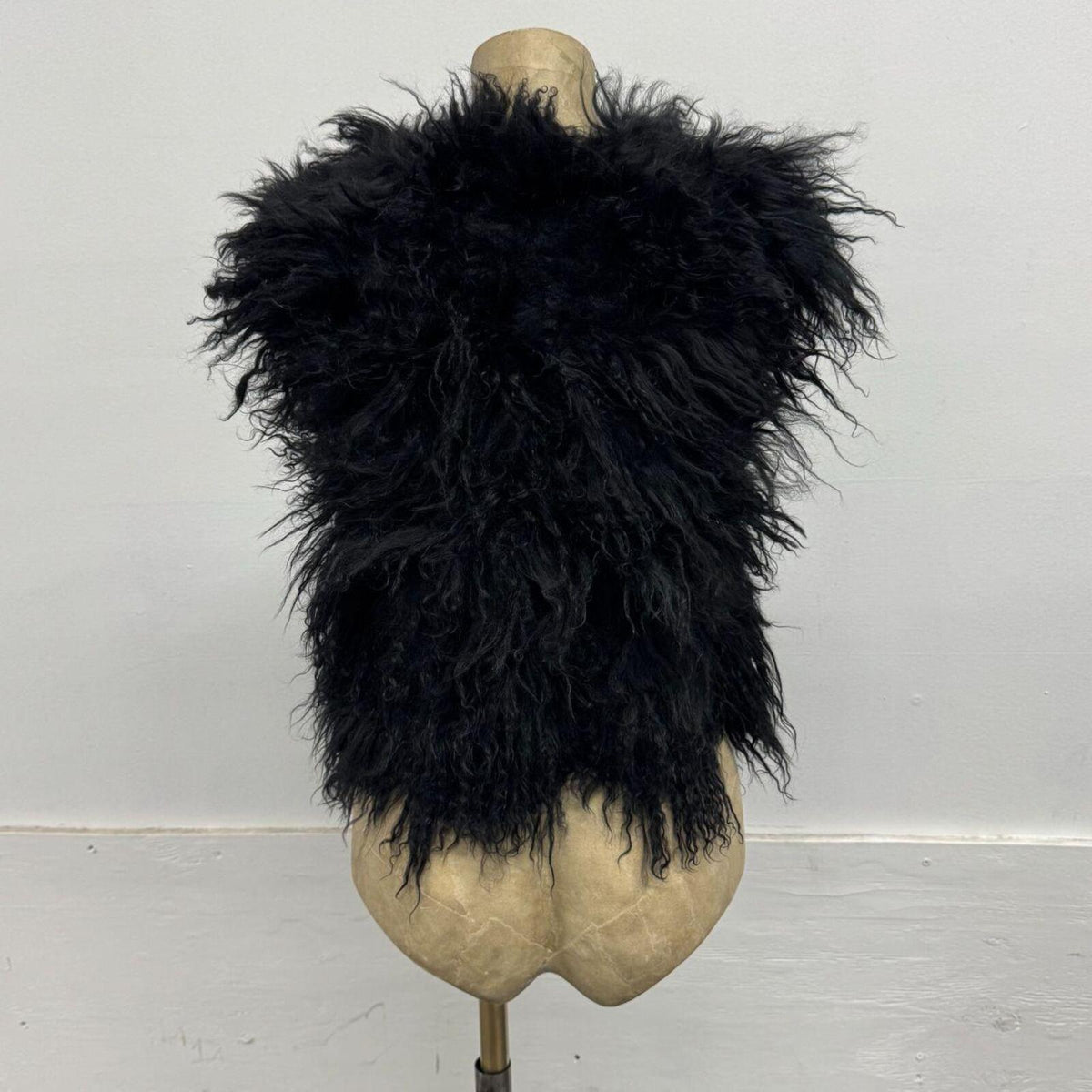 Vintage Black Mongolian Lamb Cropped Vest