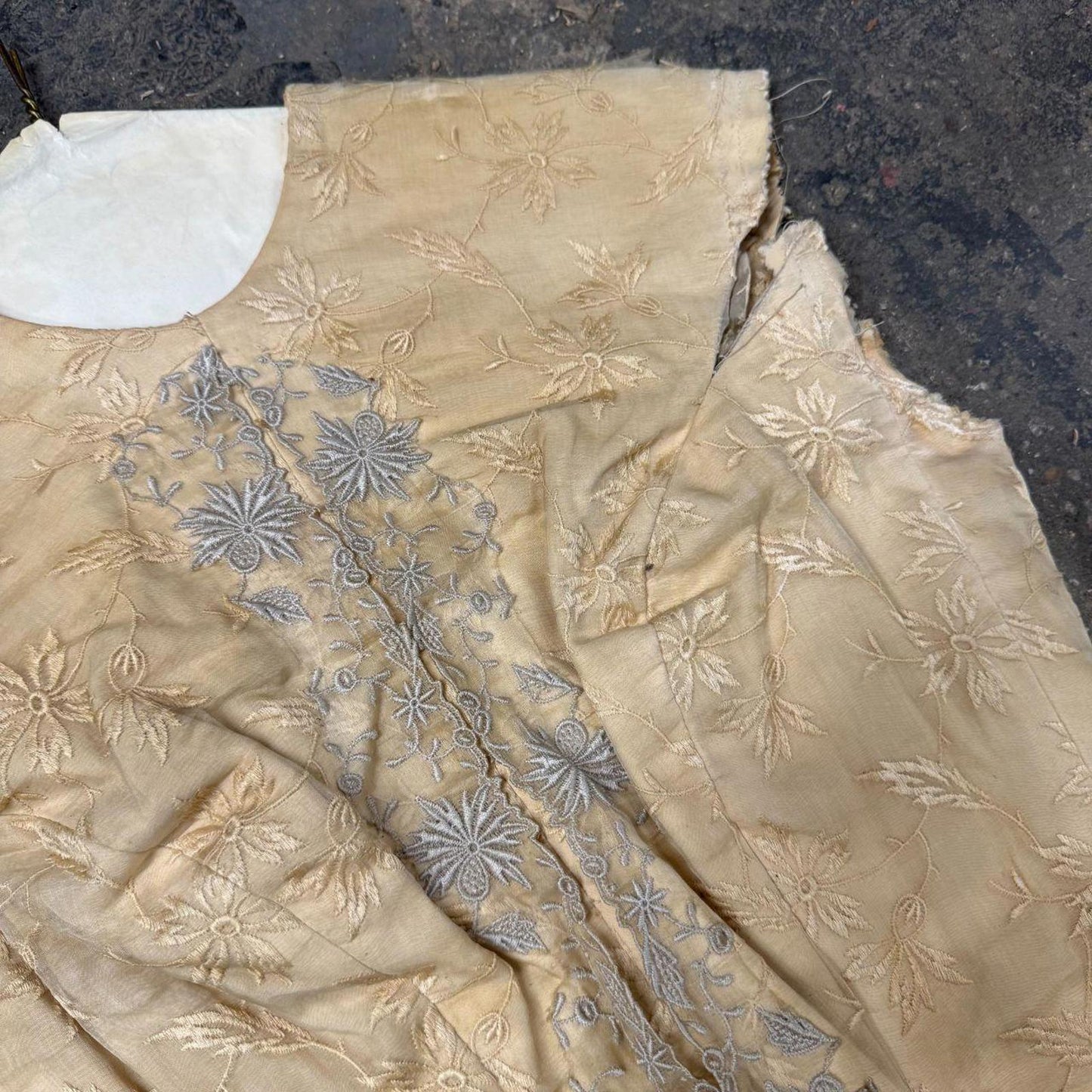 Vintage Film Costume 40s 50s Does Victorian Antique Style Gold Silver Bodice XS
