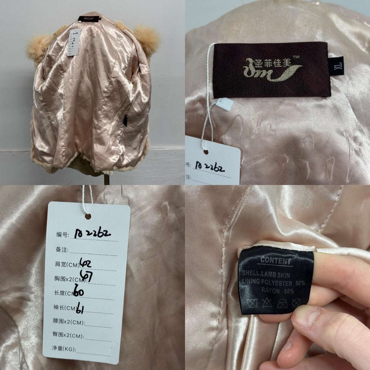 Vintage Y2K Hooded Peach Pastel Pink Rabbit & Fox Fur Jacket Coat