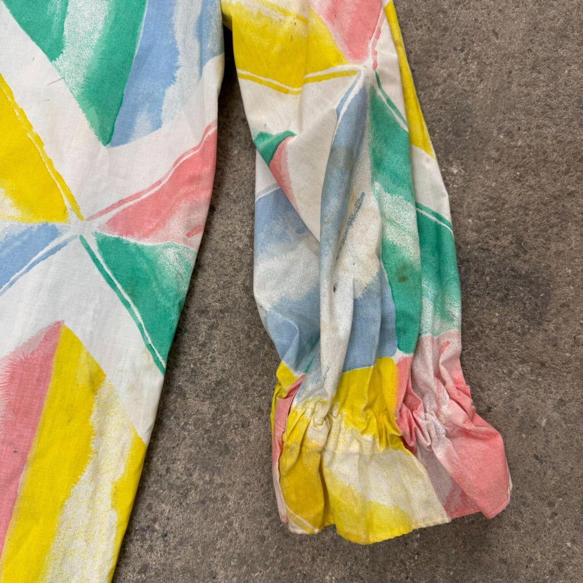 Vintage 1970s Homemade Pastel Geometric Clown Costume Set