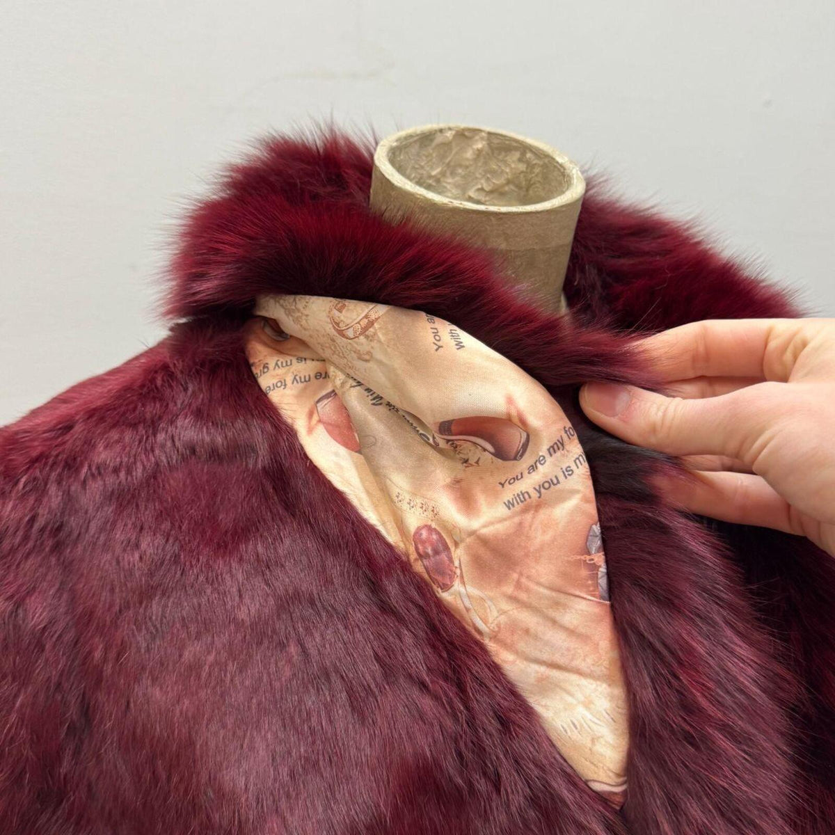Vintage Ruby Red Rabbit Fox Fur Statement Jacket Coat