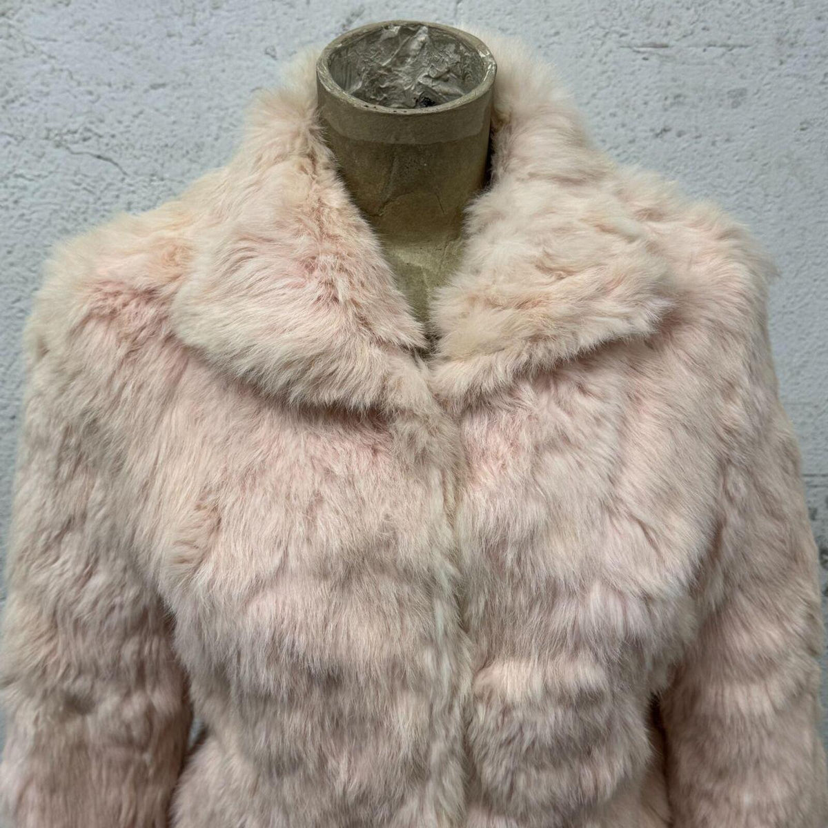 Vintage Y2K Blossom-Pink Rabbit Fur Jacket Coat